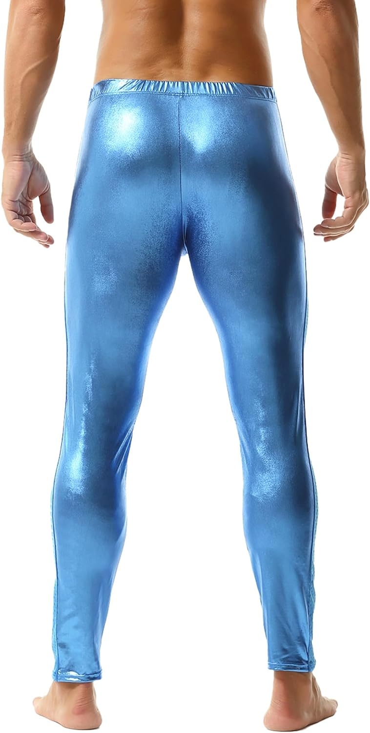 image:imageDTODWW Mens Faux Leather Activewear Leggings Slim Fit Tight Pants Long PU Pants for Men ClubwearB Vivid Blue