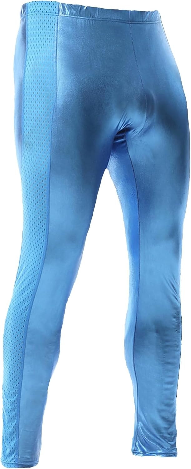 image:imageDTODWW Mens Faux Leather Activewear Leggings Slim Fit Tight Pants Long PU Pants for Men ClubwearB Vivid Blue