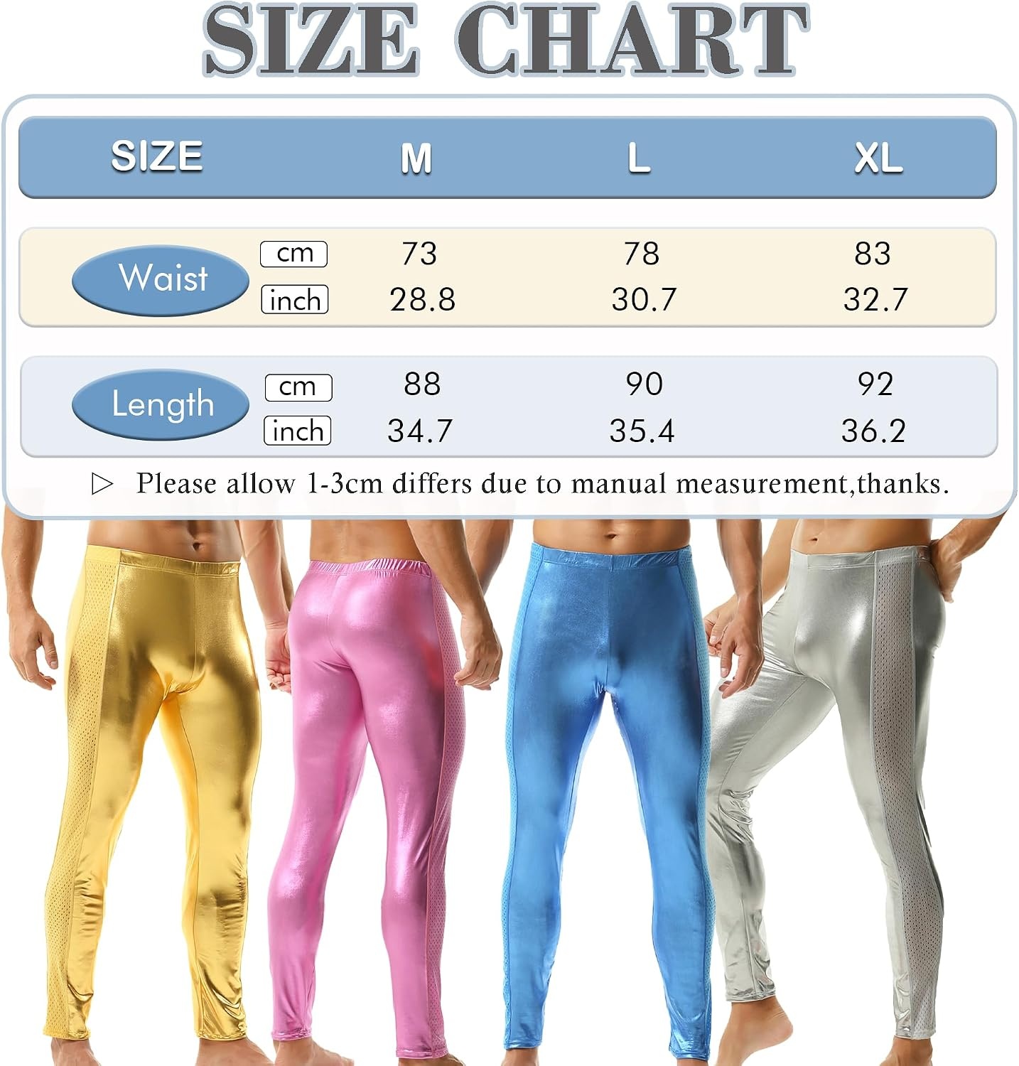image:imageDTODWW Mens Faux Leather Activewear Leggings Slim Fit Tight Pants Long PU Pants for Men ClubwearB Vivid Blue
