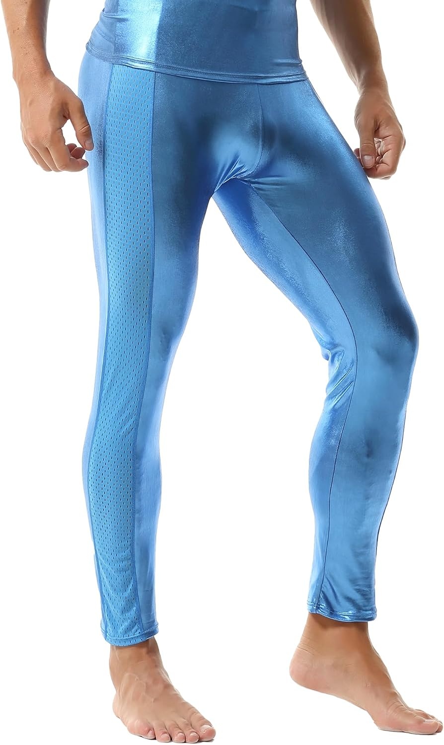 image:imageDTODWW Mens Faux Leather Activewear Leggings Slim Fit Tight Pants Long PU Pants for Men ClubwearB Vivid Blue