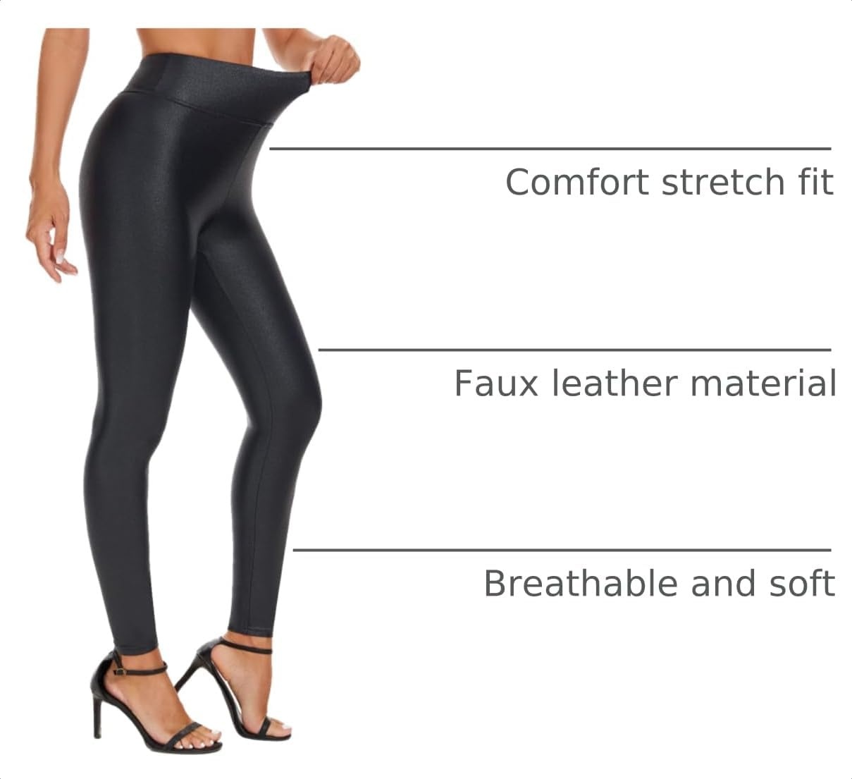 image:imageFaux Leather Leggings for Women Pleather Pants Dressy Going Out Jegging Sexy Rave Outfit High WaistBlack