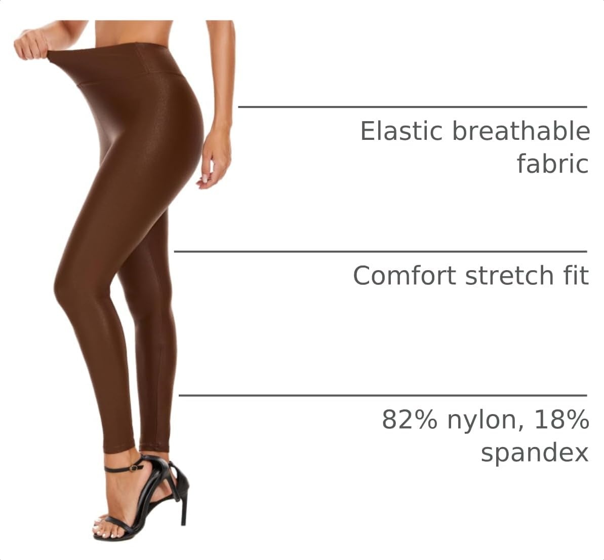 image:imageFaux Leather Leggings for Women Pleather Pants Dressy Going Out Jegging Sexy Rave Outfit High WaistBrown