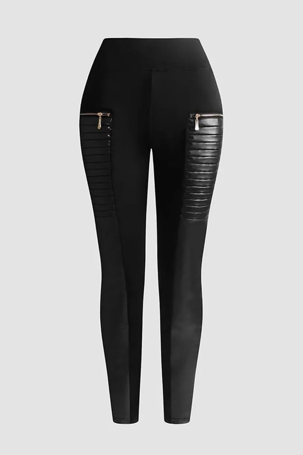image:imageFlamingals Faux Leather Leggings for Women Tummy Control High WaistedBlack