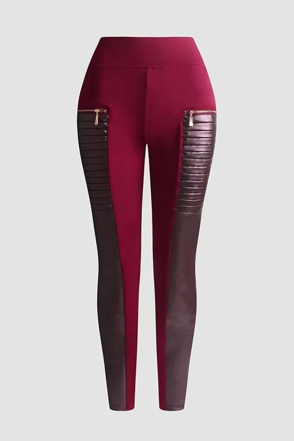 image:imageFlamingals Faux Leather Leggings for Women Tummy Control High WaistedBurgundy