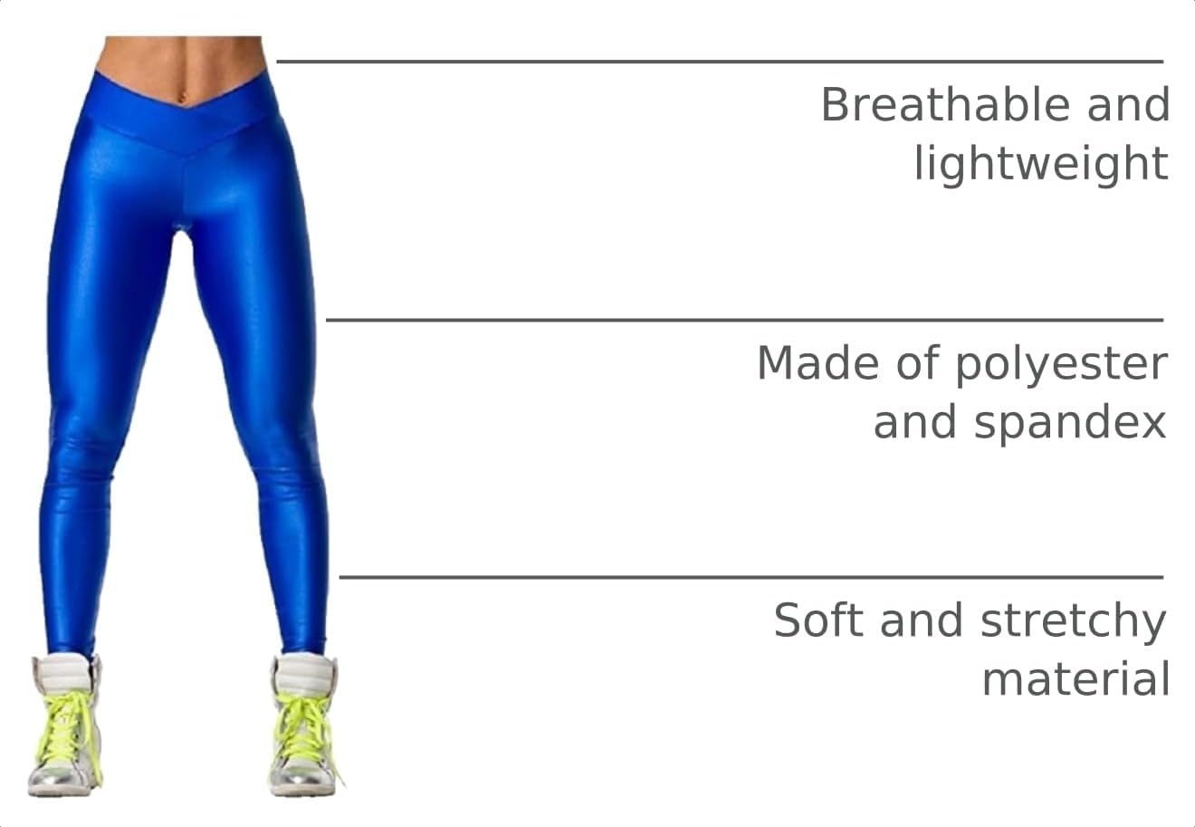 image:imageHupplle Fashion Neon Stretch Skinny Shiny Spandex Leggings PantsBlue