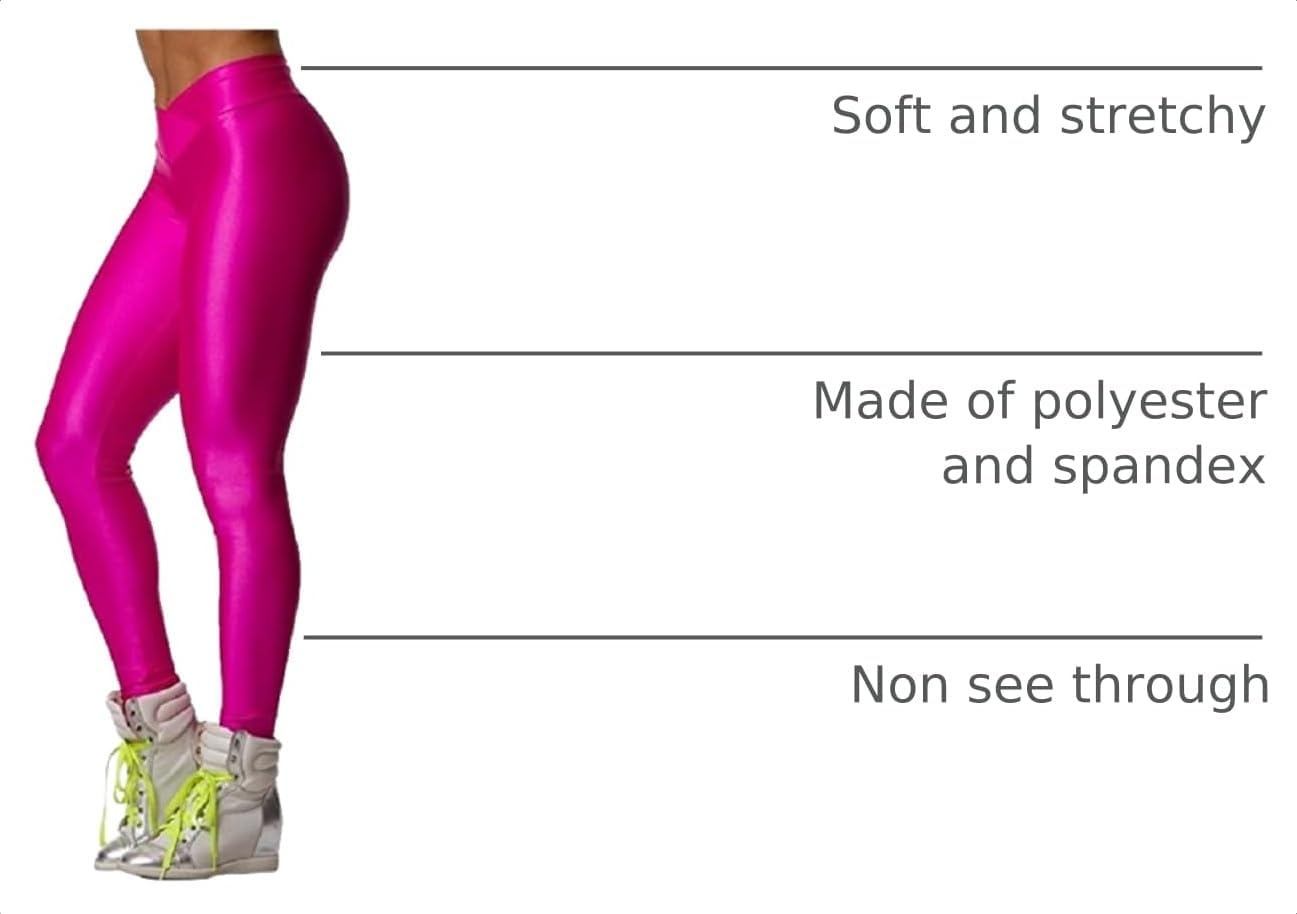 image:imageHupplle Fashion Neon Stretch Skinny Shiny Spandex Leggings PantsPink