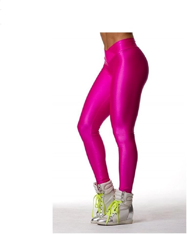 image:imageHupplle Fashion Neon Stretch Skinny Shiny Spandex Leggings PantsPink