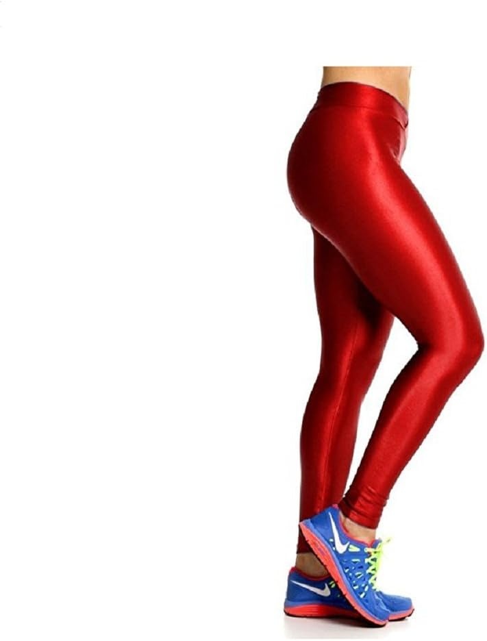 image:imageHupplle Fashion Neon Stretch Skinny Shiny Spandex Leggings PantsRed