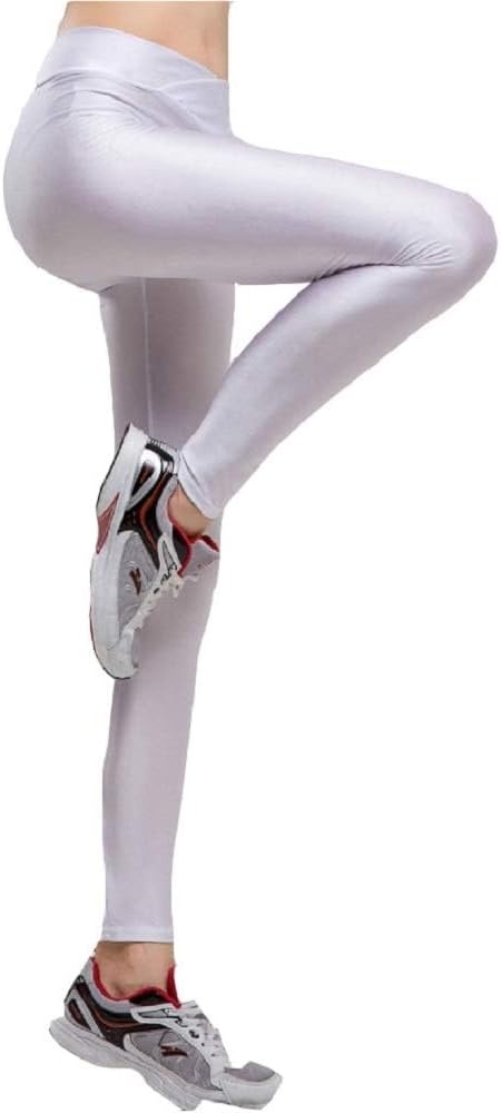image:imageHupplle Fashion Neon Stretch Skinny Shiny Spandex Leggings PantsWhite