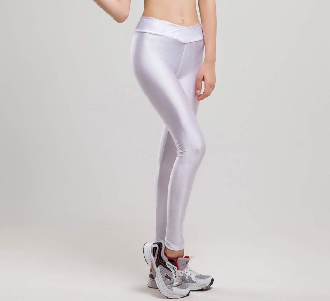 image:imageHupplle Fashion Neon Stretch Skinny Shiny Spandex Leggings PantsWhite