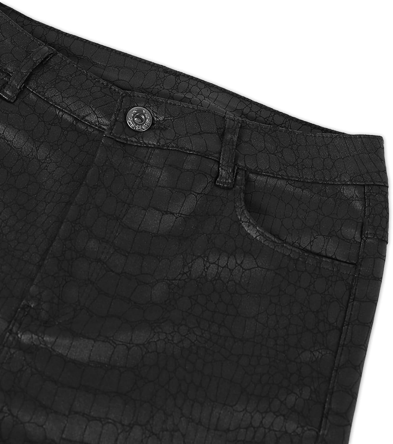 image:imageLeather Pants for Women High Waisted Skinny Tummy Control Thick Thermal Lined Stretch Sexy Push Up Pleather LeggingsBlackcrocodile Embossed