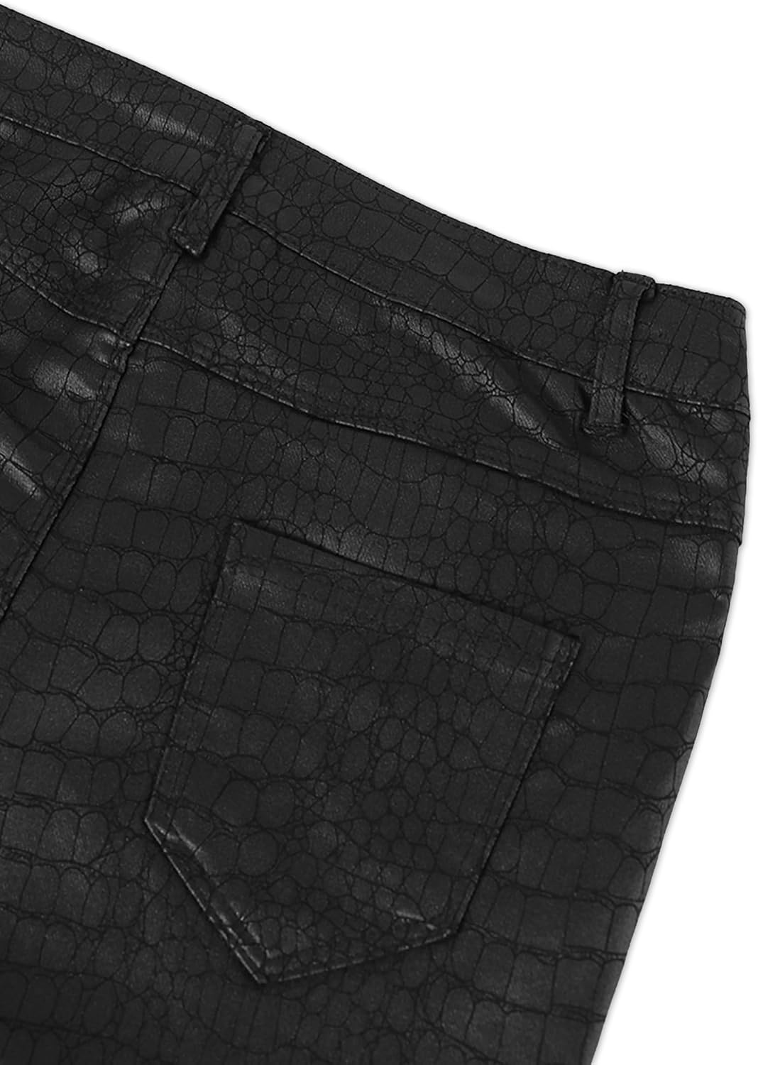 image:imageLeather Pants for Women High Waisted Skinny Tummy Control Thick Thermal Lined Stretch Sexy Push Up Pleather LeggingsBlackcrocodile Embossed
