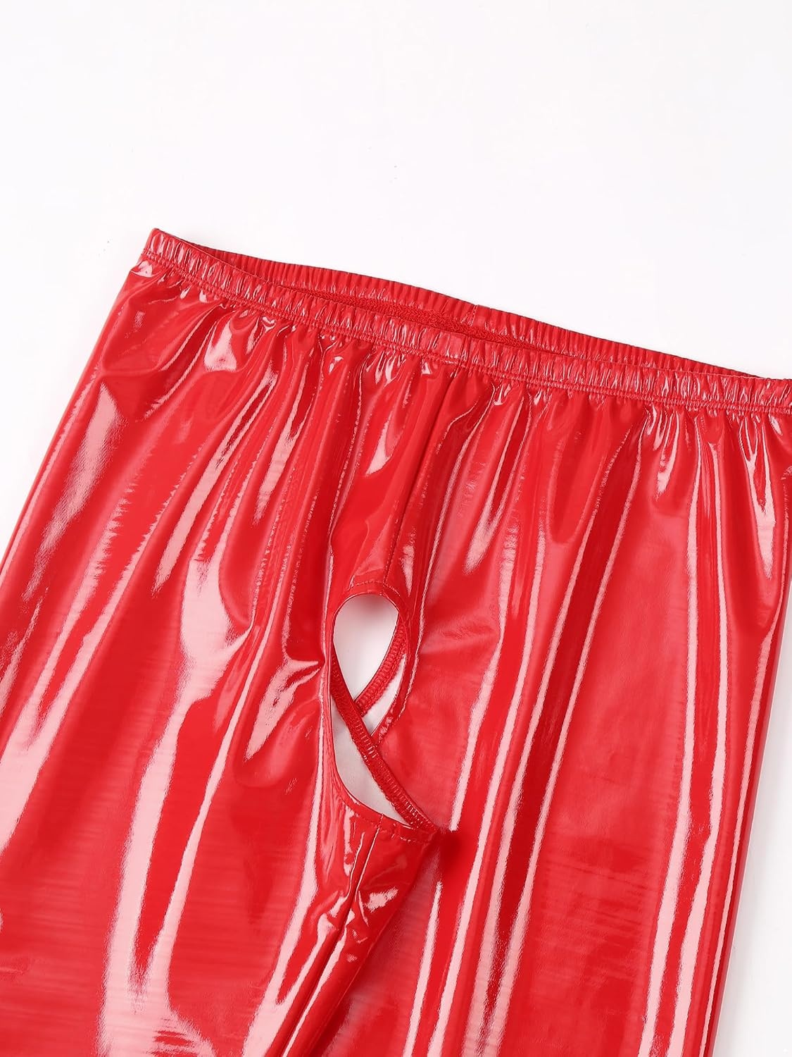 image:imageLejafay Sexy Womens PVC Leather Wet Look Open Crotch Skinny Long Legging Trousers Hot PantsRed