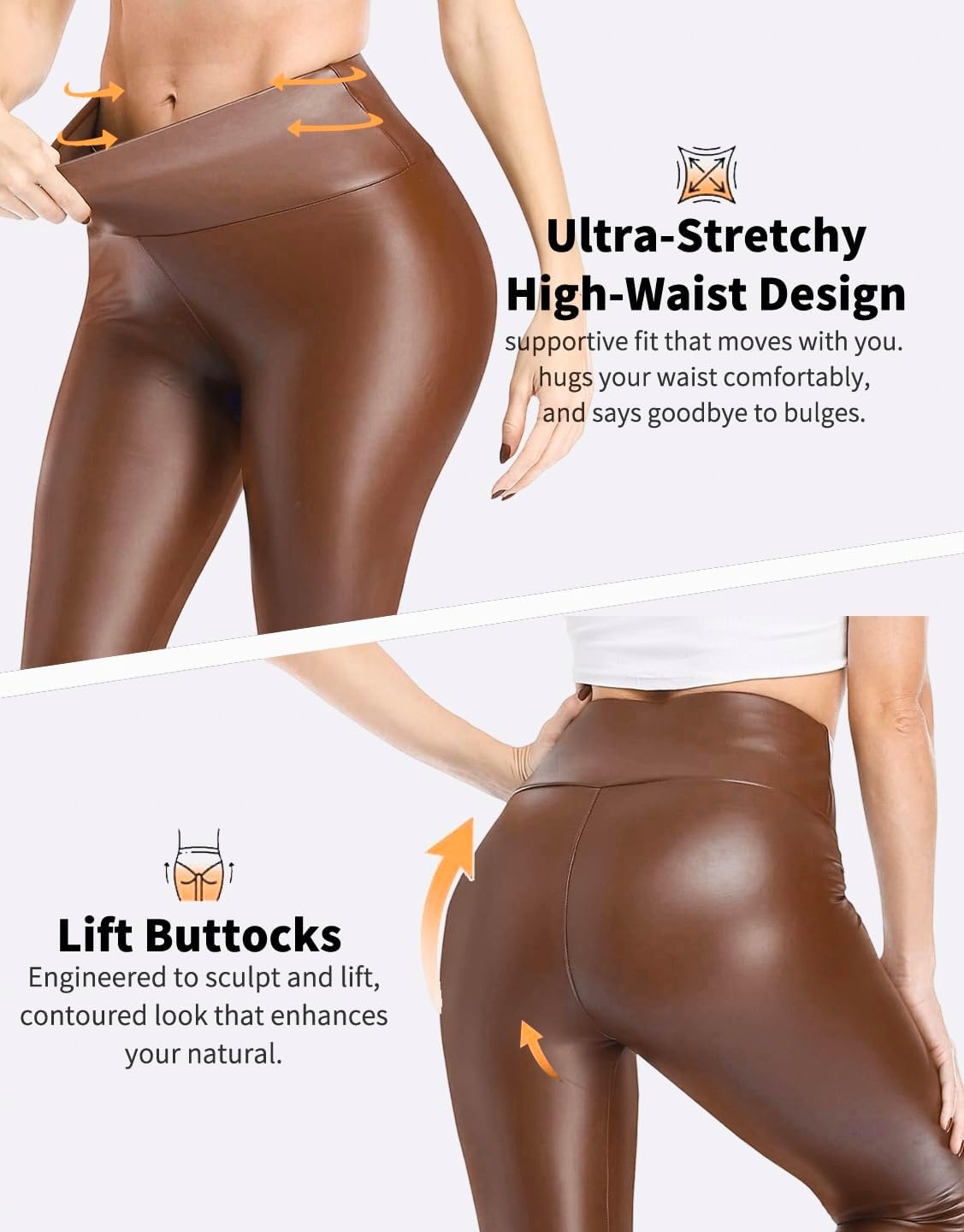 image:imageLiaeglam Womens Faux Leather Crotchless Leggings Open Crotch Zipper PantsBrown