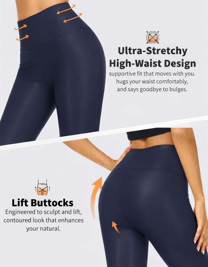 image:imageLiaeglam Womens Faux Leather Crotchless Leggings Open Crotch Zipper PantsDarkblue