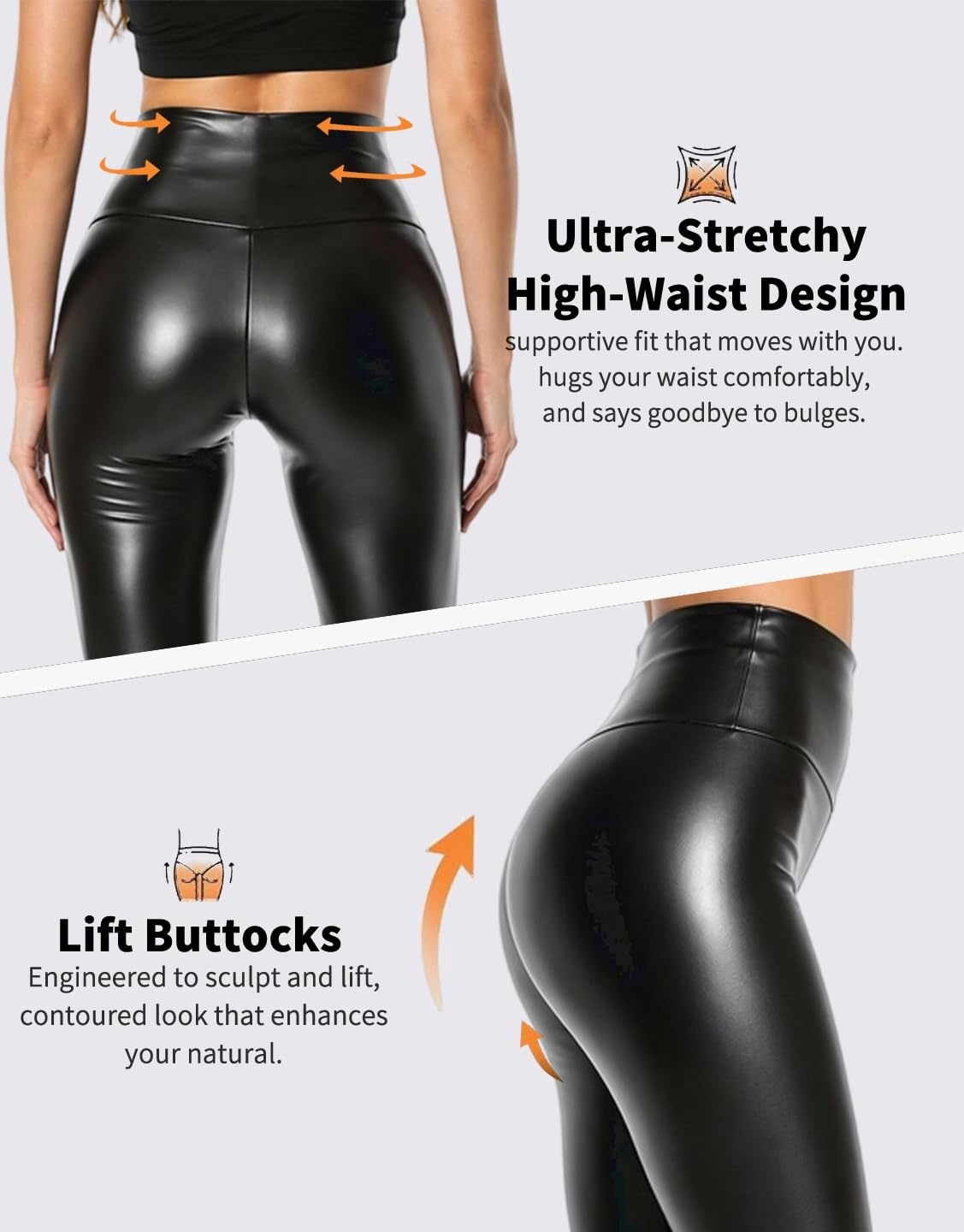 image:imageLiaeglam Womens Faux Leather Crotchless Leggings Open Crotch Zipper PantsShiny Black