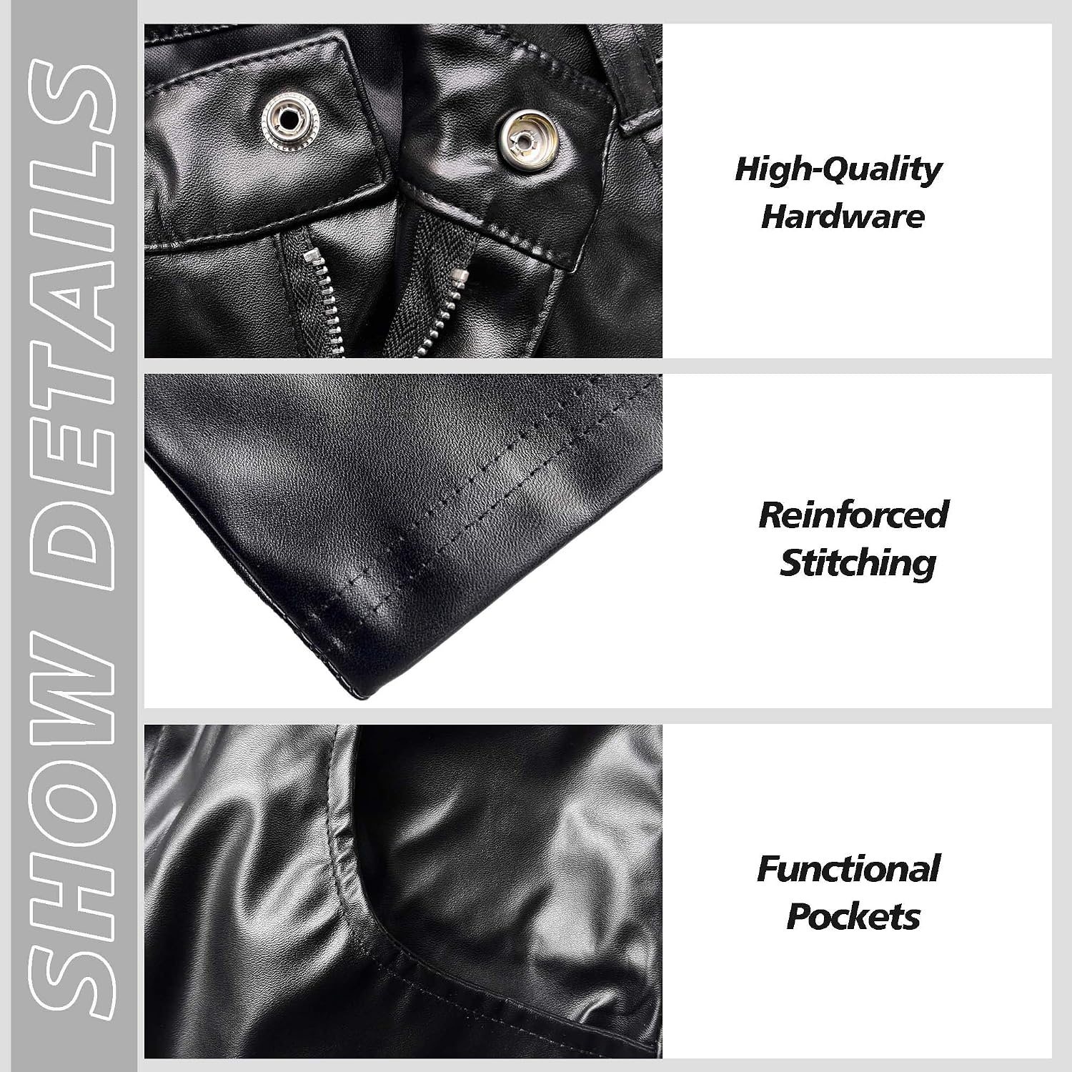 image:imageQiaTi Mens Faux Leather Pants Casual Stretch PU Leather Straight Leg Slim Fit Trousers Motorcycle Club Long Pant for Men3black