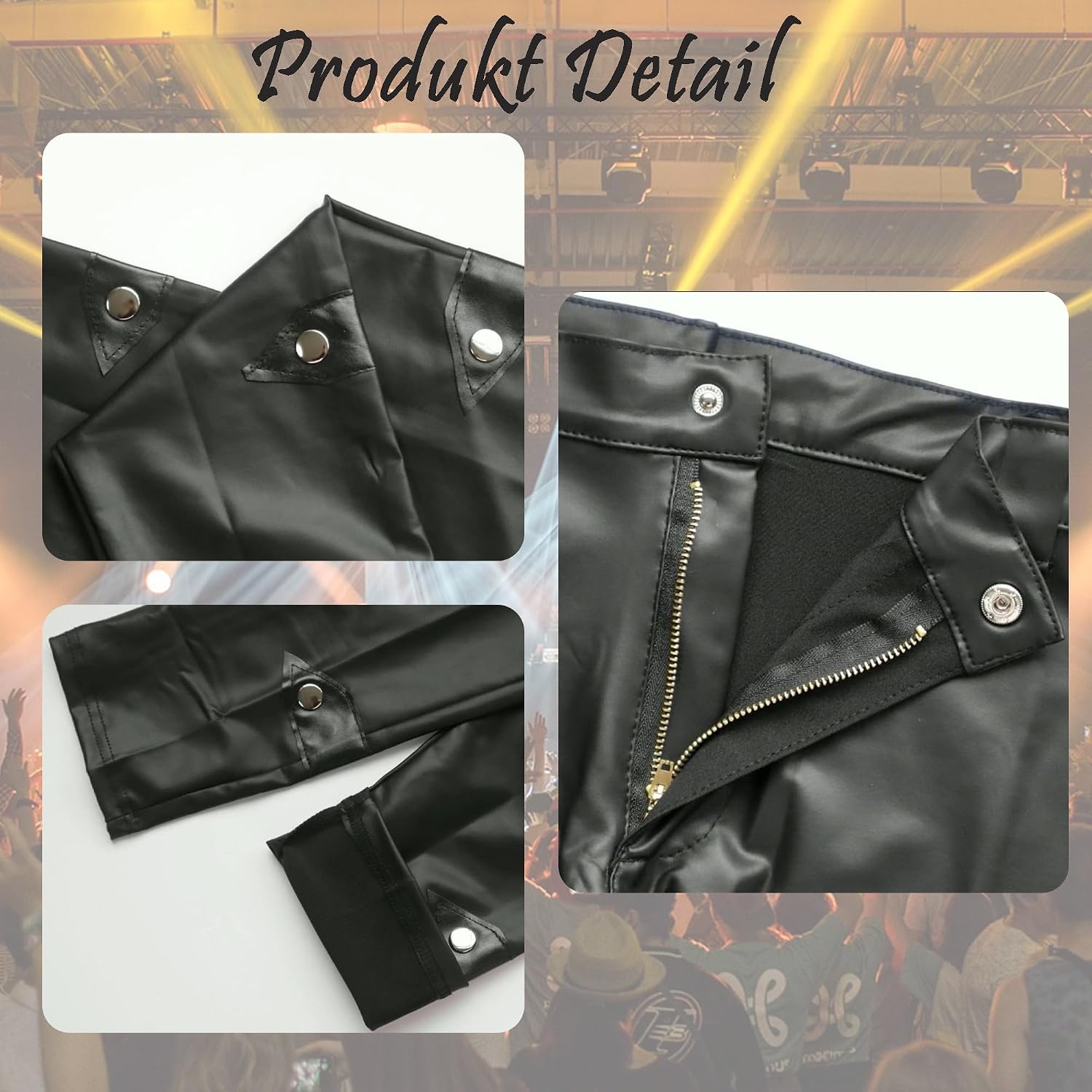image:imageQiaTi Mens Skinny Pants Faux Leather Open Crotch Trousers Long Pant with Bulge Pouch for Men ClubDblack