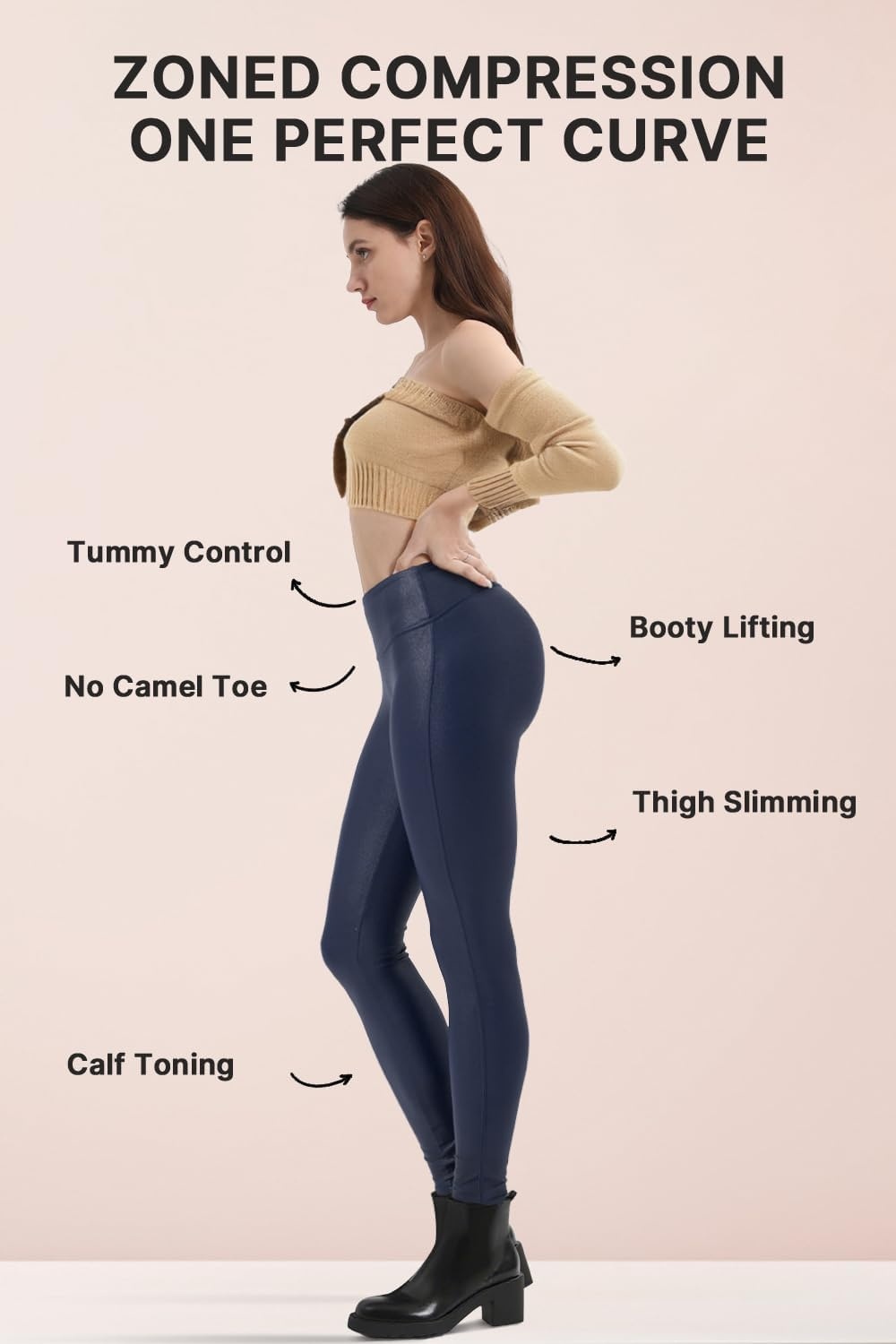 image:imageRetro Gong Faux Leather Leggings for Women Black HighRise PantsNavy