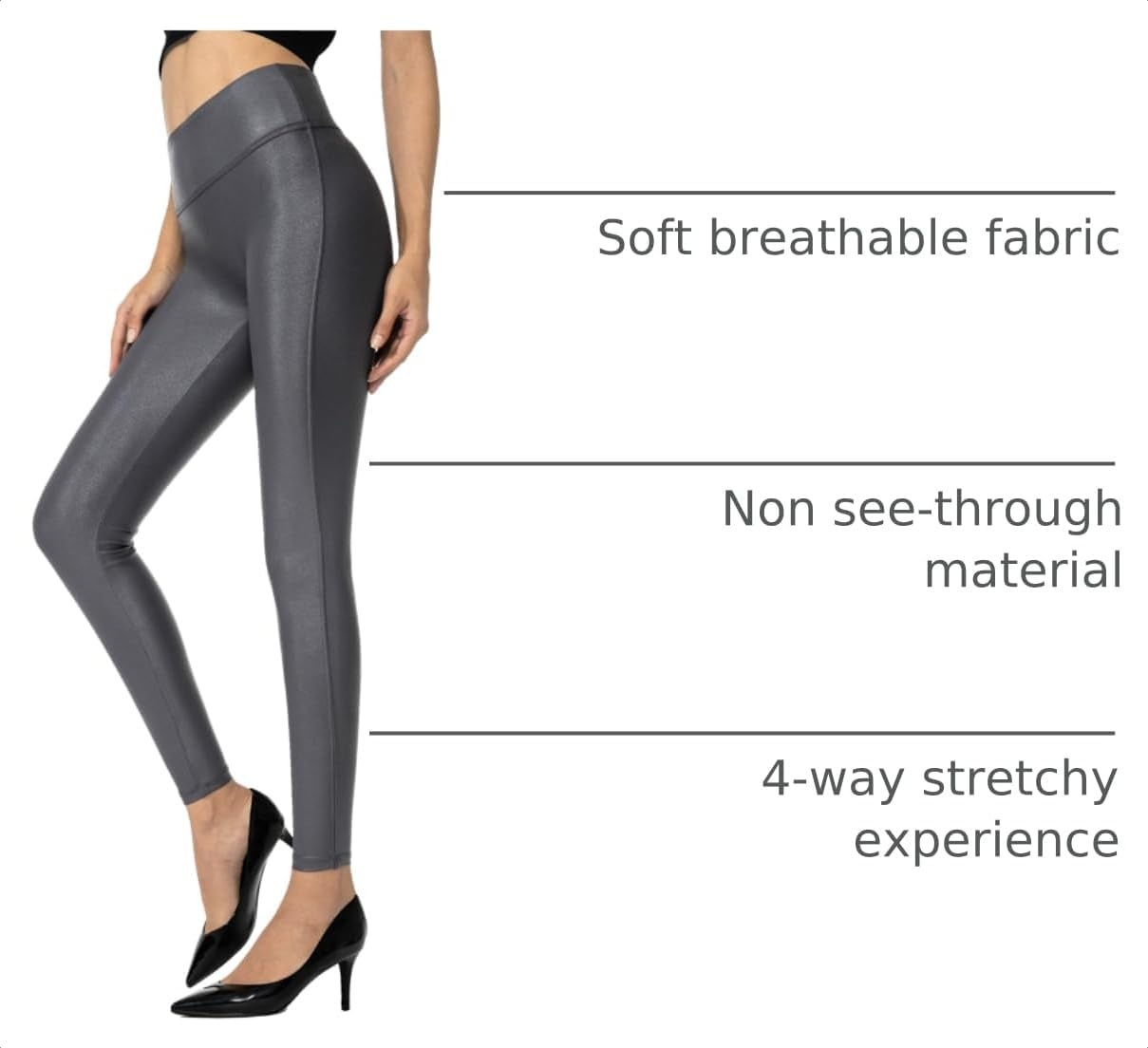 image:imageSANTINY Womens 25527 Faux Leather LeggingsDark Grey