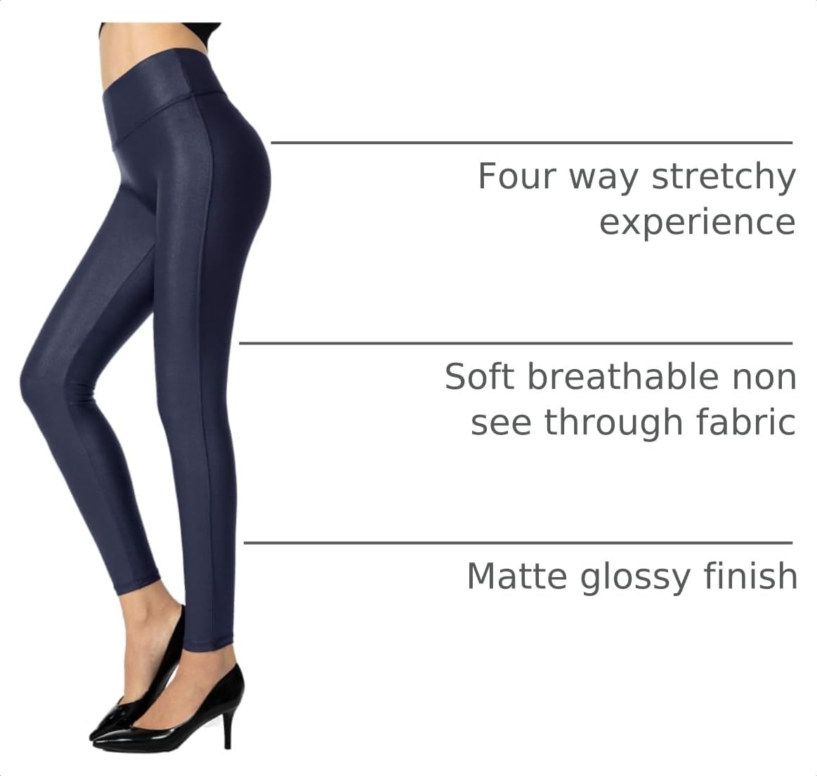 image:imageSANTINY Womens 25527 Faux Leather LeggingsNavy