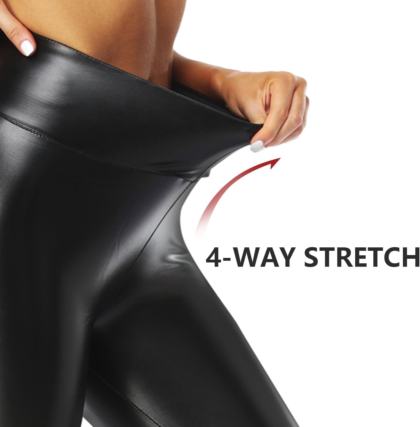 image:imageSPLASHGRIP Womens Faux Leather Leggings High Waisted Slim Pleather PantsBasicblack