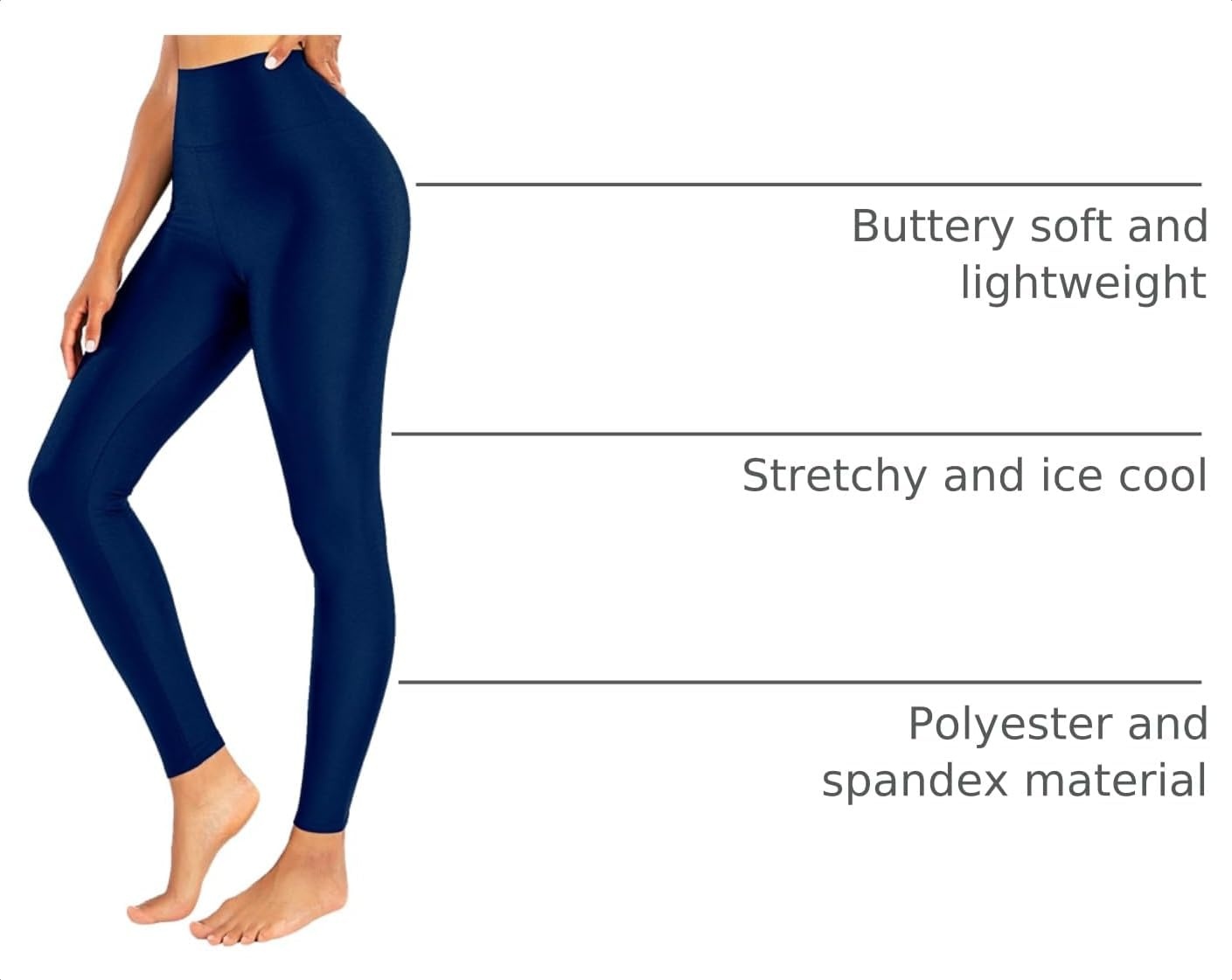 image:imageSghenr Womens High Waisted Yoga Pants Tummy Control Shiny Sports Tights Workout LeggingsDarkblue