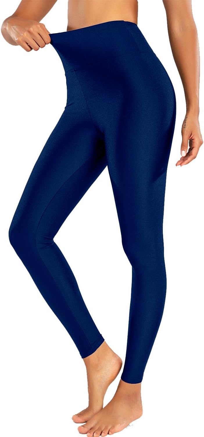 image:imageSghenr Womens High Waisted Yoga Pants Tummy Control Shiny Sports Tights Workout LeggingsDarkblue