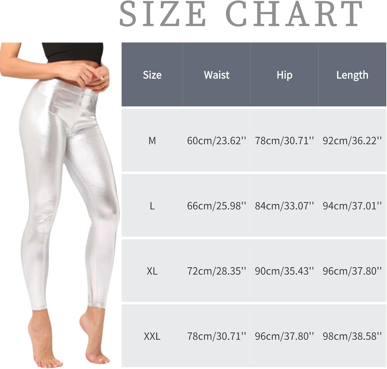 image:imageShiny Metallic High Waist Stretch Leggings Women Wet Look Faux Leather Legging Bright Candy Color TrousersZ12 Silver