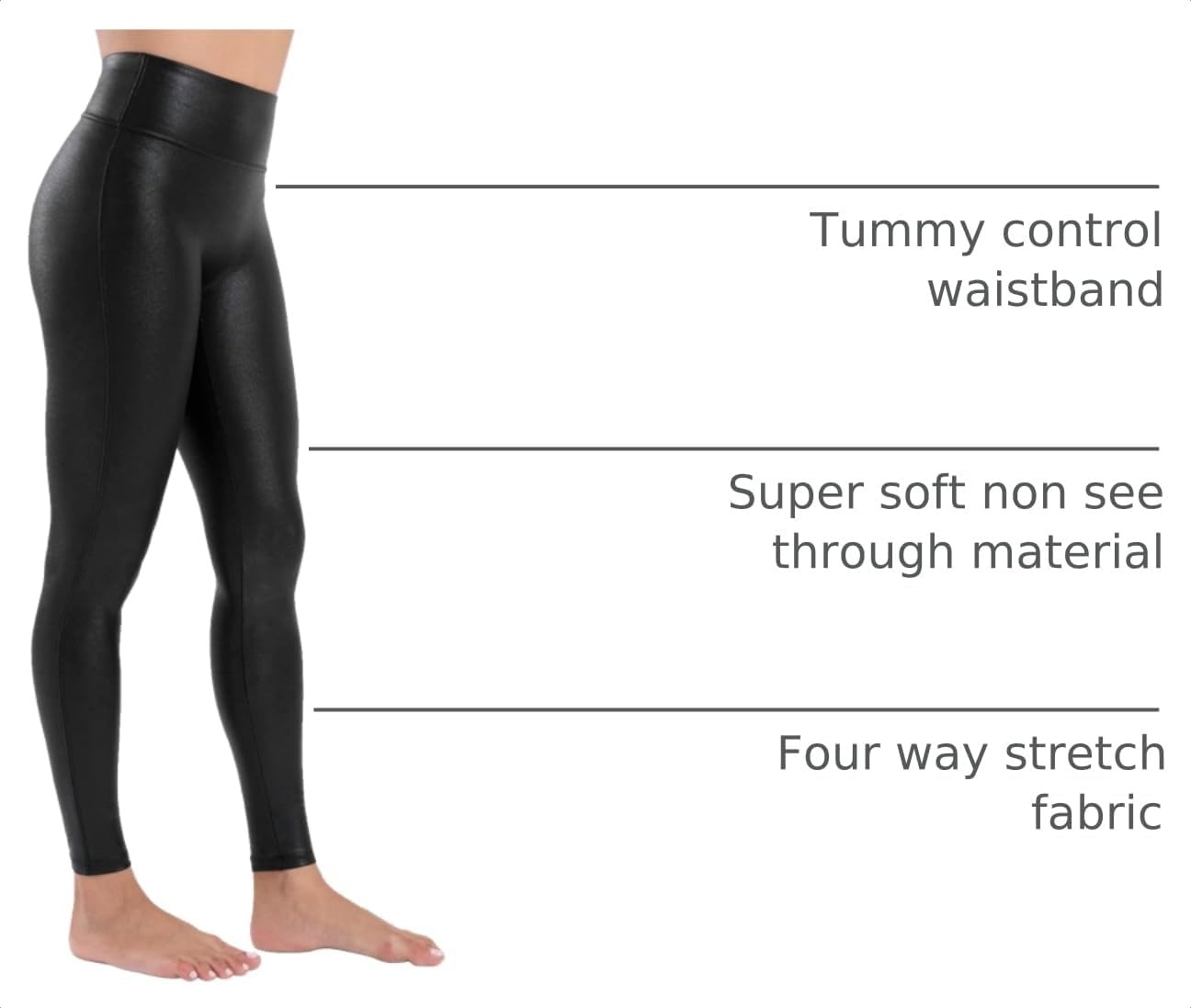 image:imageTagoo Faux Leather Leggings for Women Black High Waist Leather PantsBlack