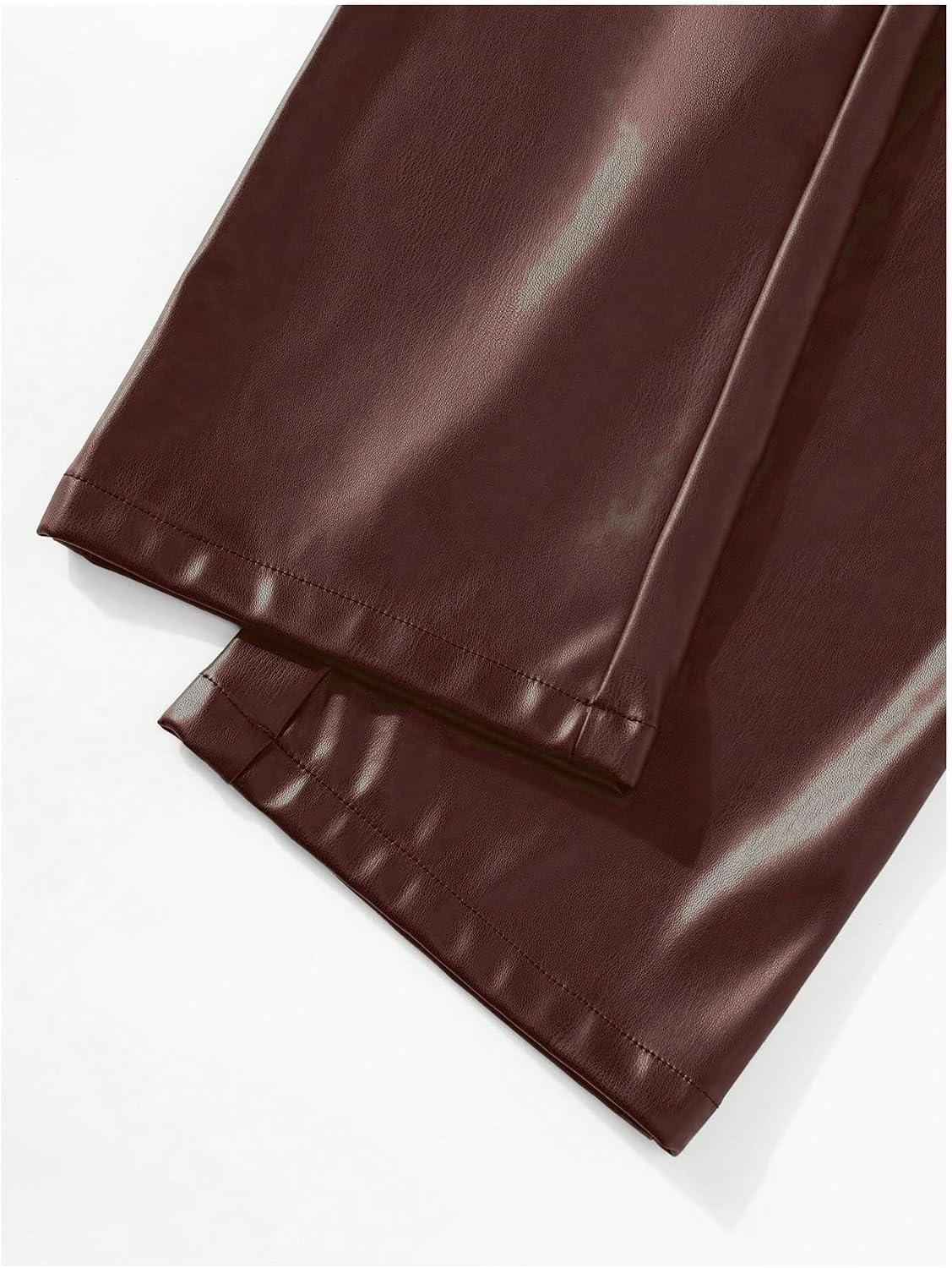 image:imageWDIRARA Mens Drawstring Waist Flare Pants Hip Hop Faux Leather Pants StreetwearCoffee Brown