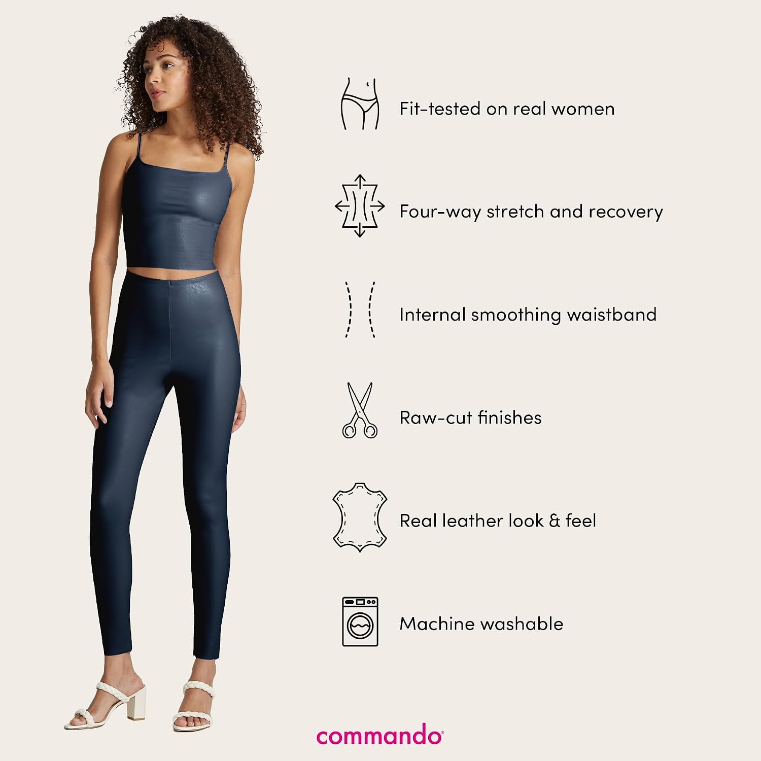 image:imagecommando Faux Leather Leggings Sculpting Yet Soft amp Flexible RawCut Finish Machine Washable Retains Shape amp ColorBlue