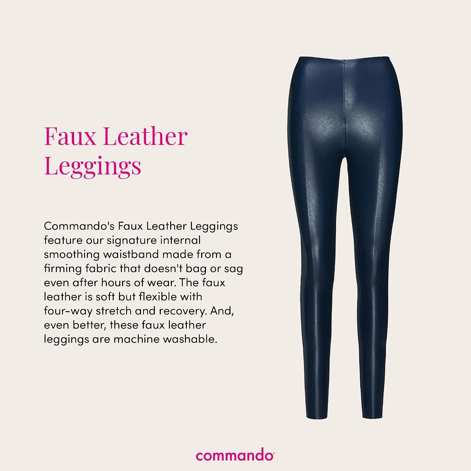 image:imagecommando Faux Leather Leggings Sculpting Yet Soft amp Flexible RawCut Finish Machine Washable Retains Shape amp ColorBlue