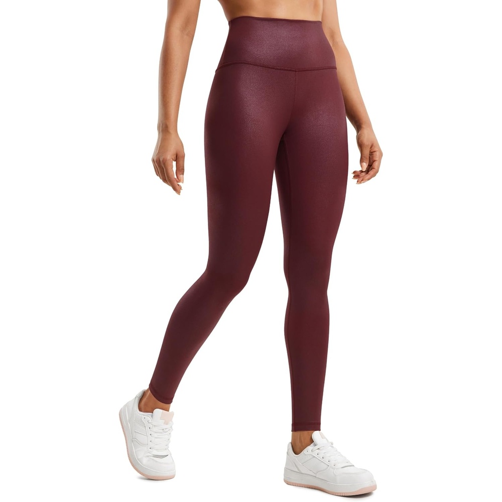 image:imageCRZ YOGA Matte Faux Leather Leggings 28Red Merlot Foil