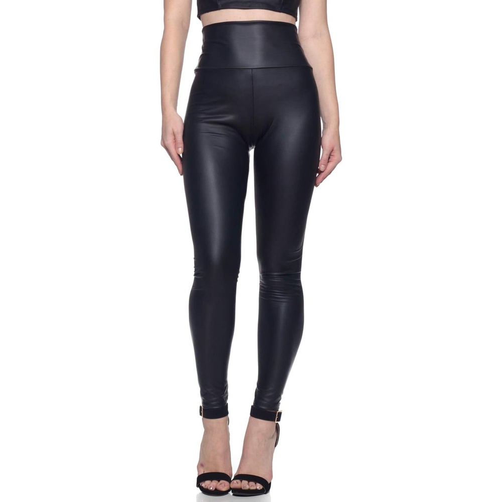 image:imageCemi Ceri Womens Faux Leather Leggings High Waisted Tummy Control Stretch Pants Dressy Shiny Slim Fit JeggingsBlack