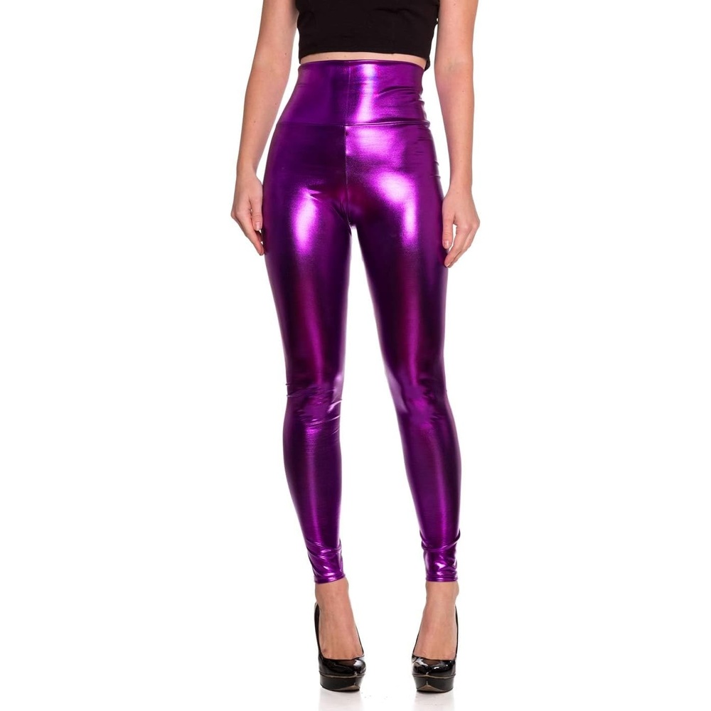 image:imageCemi Ceri Womens Faux Leather Leggings High Waisted Tummy Control Stretch Pants Dressy Shiny Slim Fit JeggingsPurple
