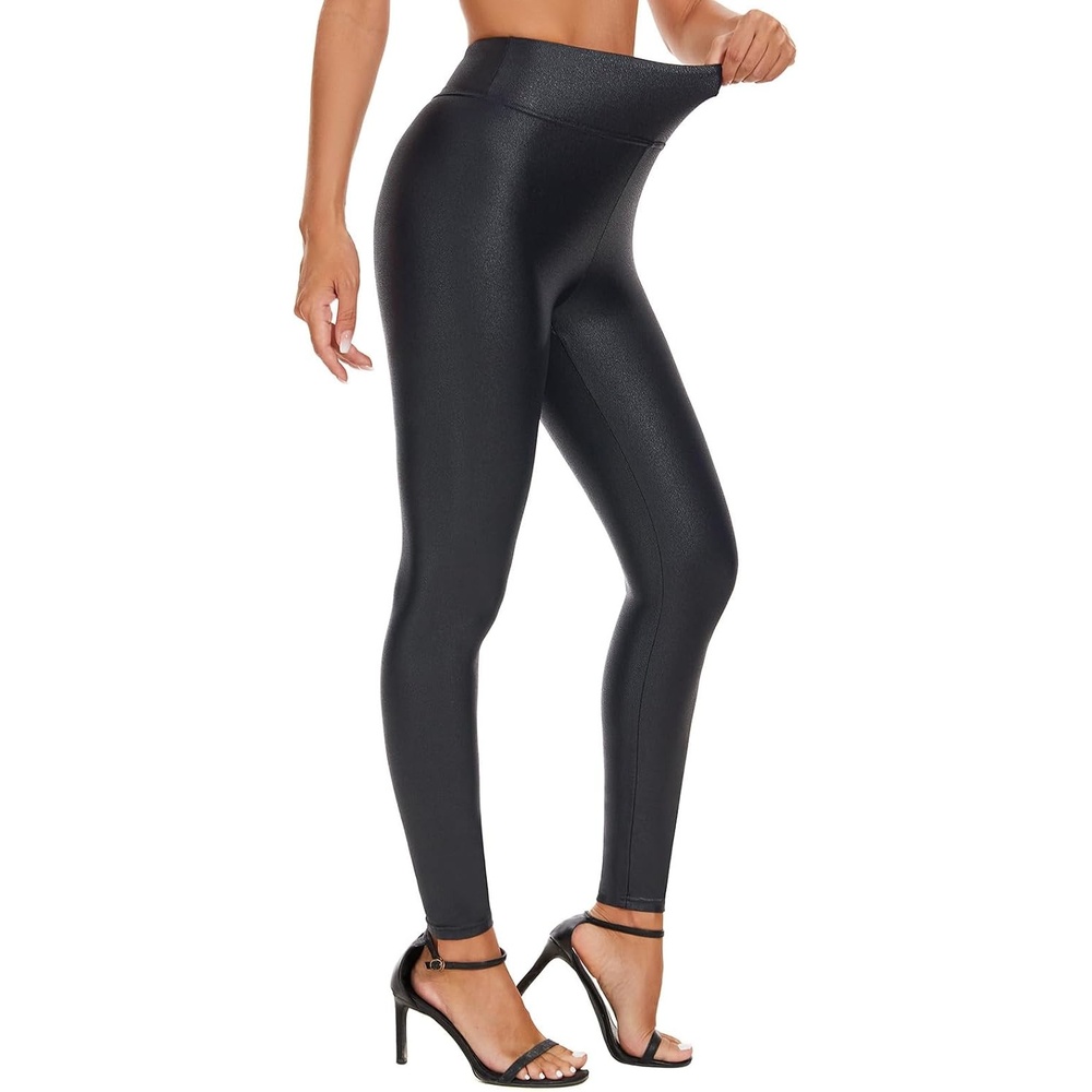image:imageFaux Leather Leggings for Women Pleather Pants Dressy Going Out Jegging Sexy Rave Outfit High WaistBlack