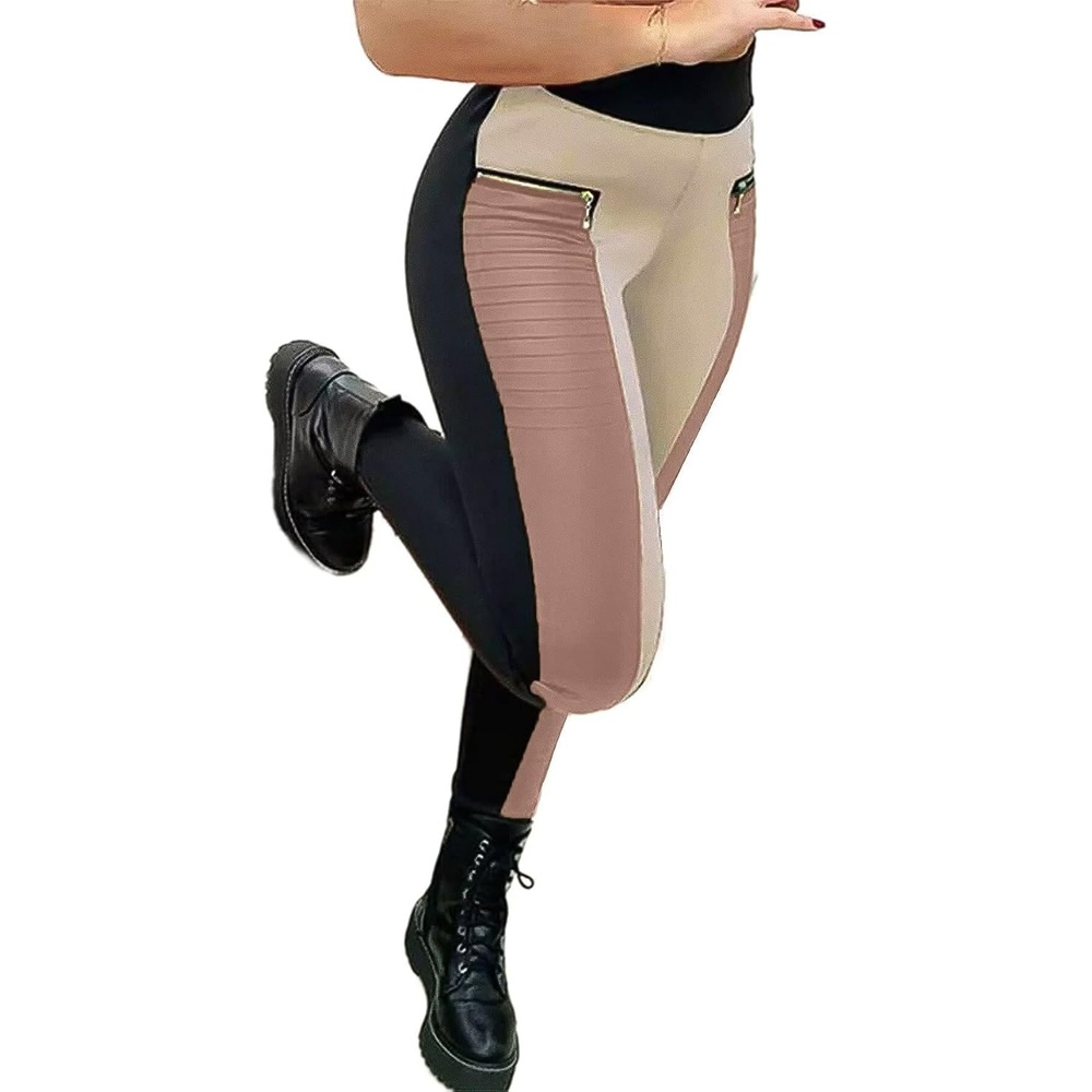 image:imageFlamingals Faux Leather Leggings for Women Tummy Control High WaistedRose Pink