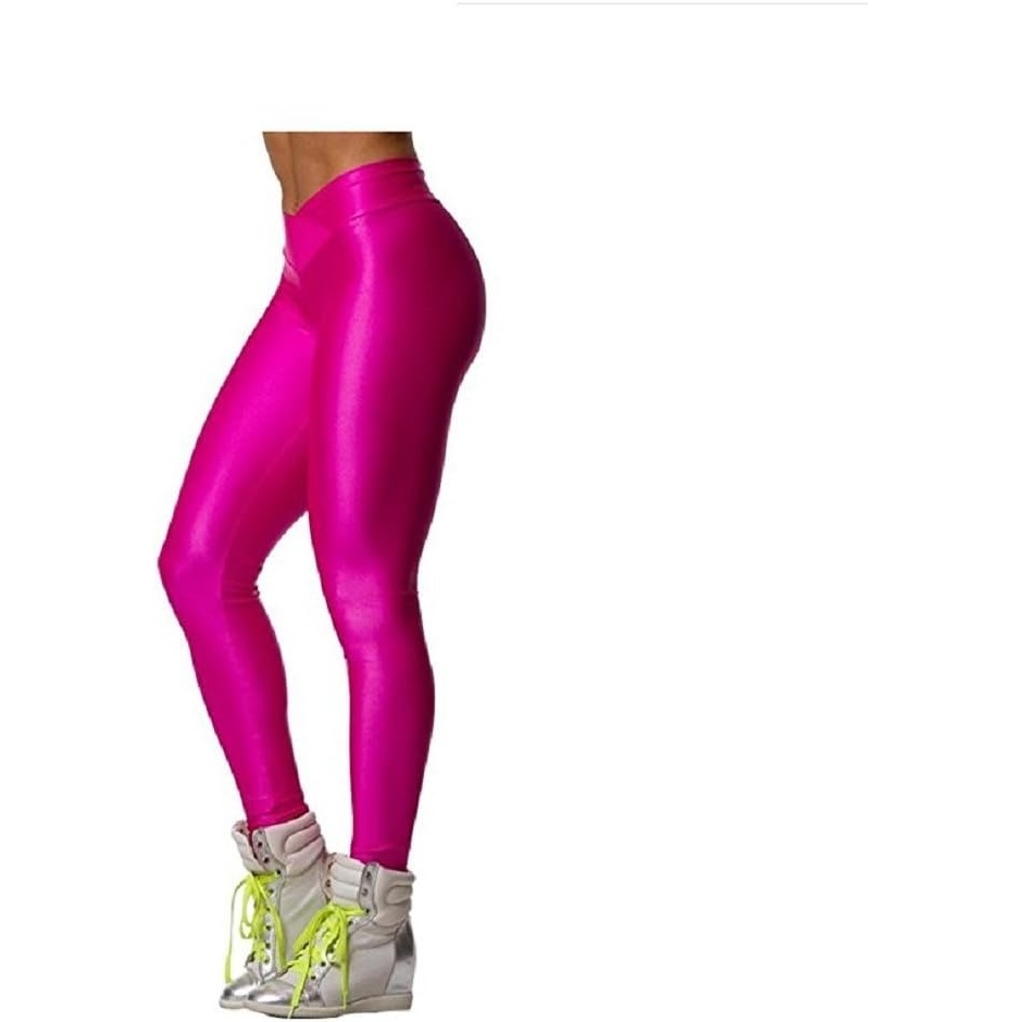 image:imageHupplle Fashion Neon Stretch Skinny Shiny Spandex Leggings PantsPink
