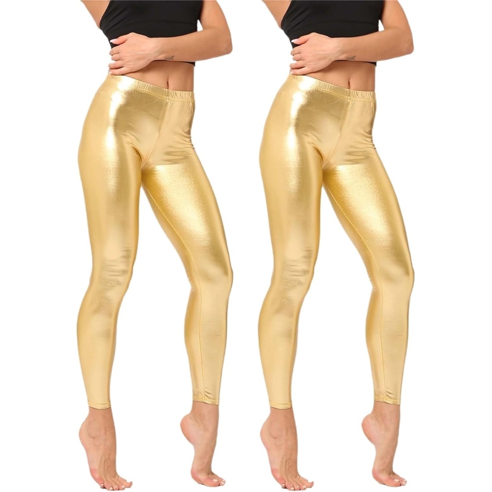 image:imageShiny Metallic High Waist Stretch Leggings Women Wet Look Faux Leather Legging Bright Candy Color TrousersZ11 Rose Gold