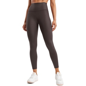 CRZ YOGA Matte Faux Leather Leggings 25″(Hot Fudge Brown Foil)