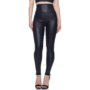 Cemi Ceri Women’s Faux Leather Leggings – High Waisted Tummy Control Stretch Pants, Dressy Shiny Slim Fit Jeggings(Black)