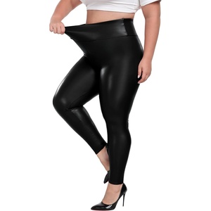 Cheapestbuy Women’s Plus Size Faux Leather Leggings High Waisted Pleather Pants Sexy PU Butt Lifting Leather Tights(Black)