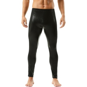 DTODWW Men’s Faux Leather Activewear Leggings Slim Fit Tight Pants Long PU Pants for Men Clubwear(B# Black)