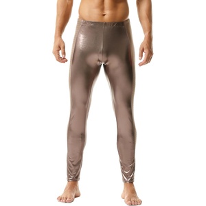 DTODWW Men’s Faux Leather Activewear Leggings Slim Fit Tight Pants Long PU Pants for Men Clubwear(B# Coffee)