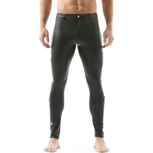 DTODWW Men’s Faux Leather Activewear Leggings Slim Fit Tight Pants Long PU Pants for Men Clubwear(C# Black)