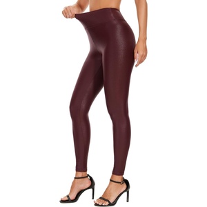 Faux Leather Leggings for Women Pleather Pants Dressy Going Out Jegging Sexy Rave Outfit High Waist(Red)