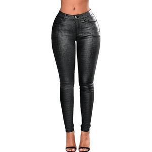 Leather Pants for Women High Waisted Skinny Tummy Control Thick Thermal Lined Stretch Sexy Push Up Pleather Leggings(Black(crocodile Embossed))