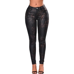 Leather Pants for Women High Waisted Skinny Tummy Control Thick Thermal Lined Stretch Sexy Push Up Pleather Leggings(Black(sparkling Print))