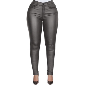 SHENHE Women’s Faux Leather Pants Skinny Y2K Punk Leggings with Pockets(Dark Grey)